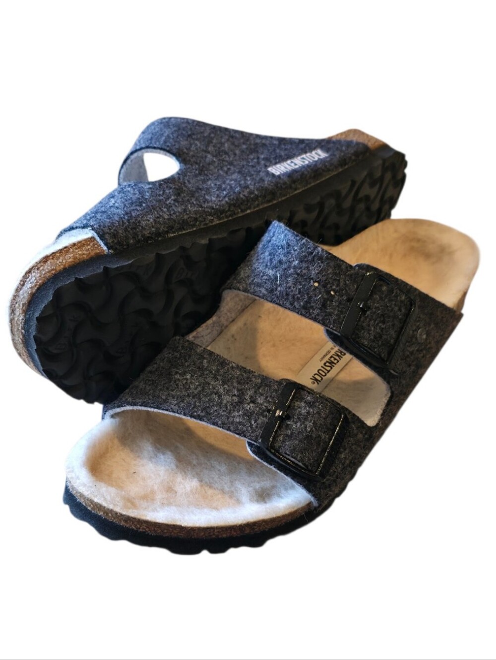 Birkenstock Arizona Rivet Doubleface Gray Wool Sandals EU 39 US 8 Narrow